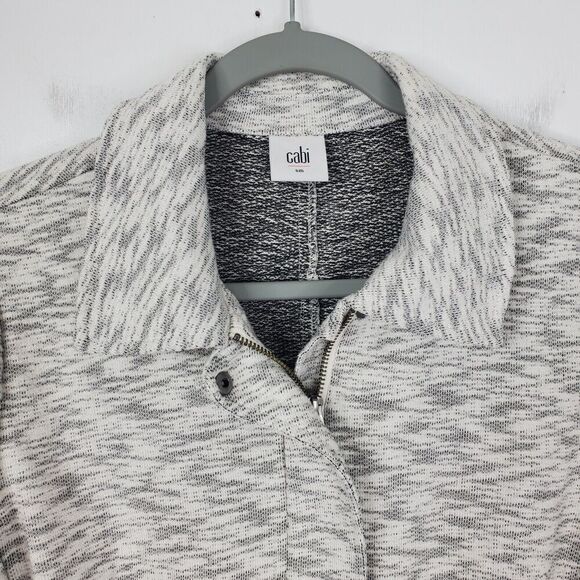 Cabi Neo Moto Zip Sweater Jacket Space Dye Heathered Gray Unlined WOmens S - Picture 2 of 11